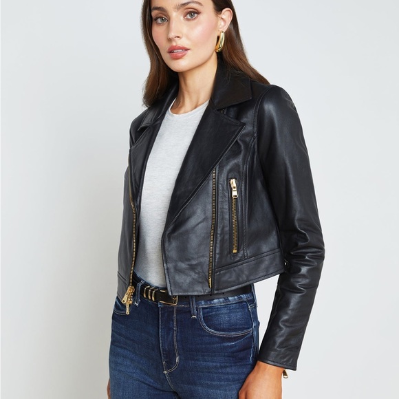 NWT L’Agence Black Medium 100% Lamb Leather Onna Biker Jacket $1395msrp - Picture 4 of 10